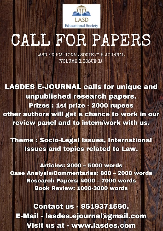Call For Paper @ E-Journal LASDES (Vol. 1, ISSUE : 1)
