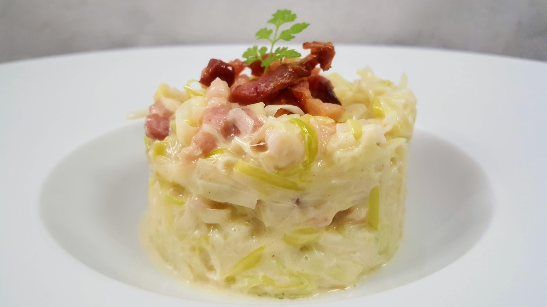 Fondue de poireaux aux lardons