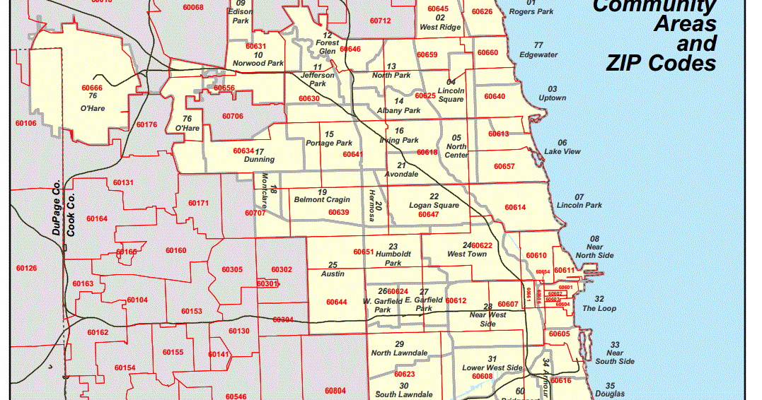 chicago zip code map pdf