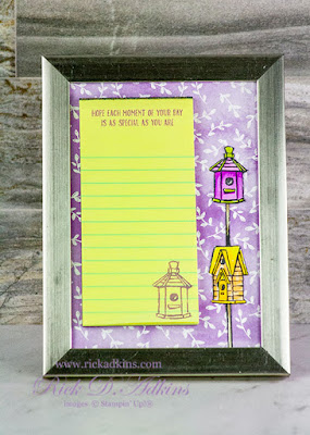 Learn how to make a super easy Desktop Memo Board with the Garden Birdhouses Stamp Set from Stampin' Up! Click here for details