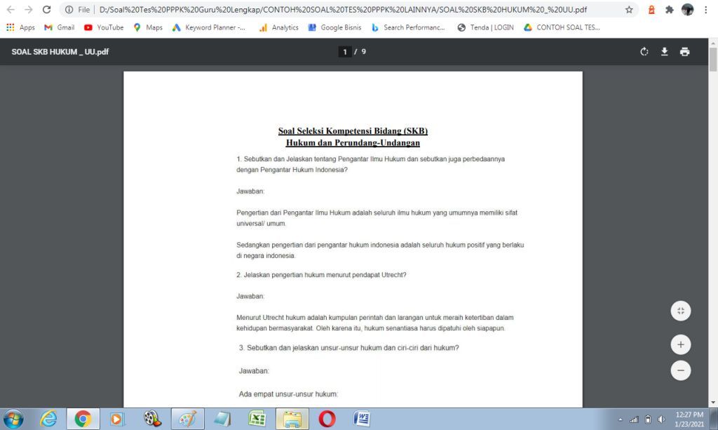 Contoh soal tes P3K Hukum dan Perundangundangan dengan