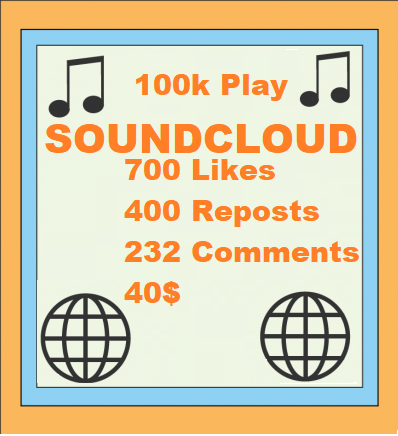 100k Soundcloud Plays 700 Likes 400 Reposts 232 Comments