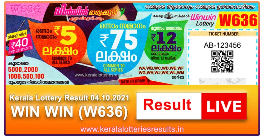 Kerala Lottery Result 04 10 2021 Win Win Lottery Results W 636 Live Kerala Lottery Results 19 02 2022 Karunya Kr 537 Result Today