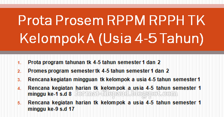 Prota Prosem Rppm Rpph Tk Kelompok A Usia 4 5 Tahun Format File