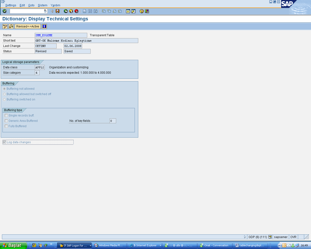 SAP ABAP Değişikliklerde log gösterme Resimli