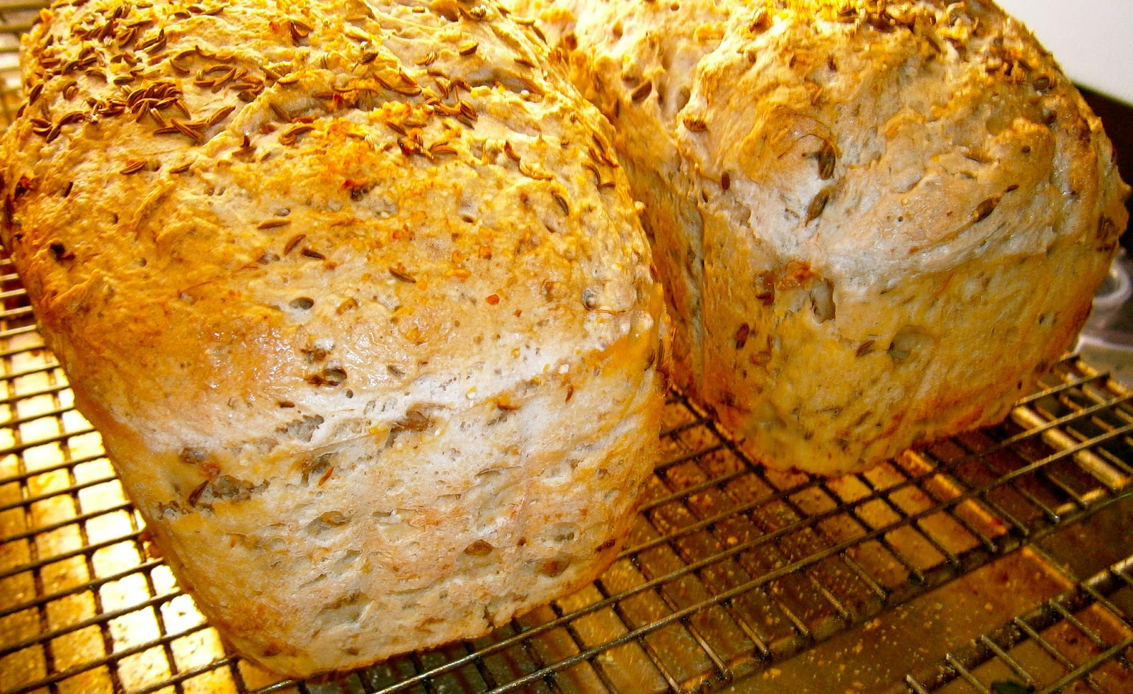 GOOD LIFE Living Well Sprouted rye breads with caraway out of oven..photos