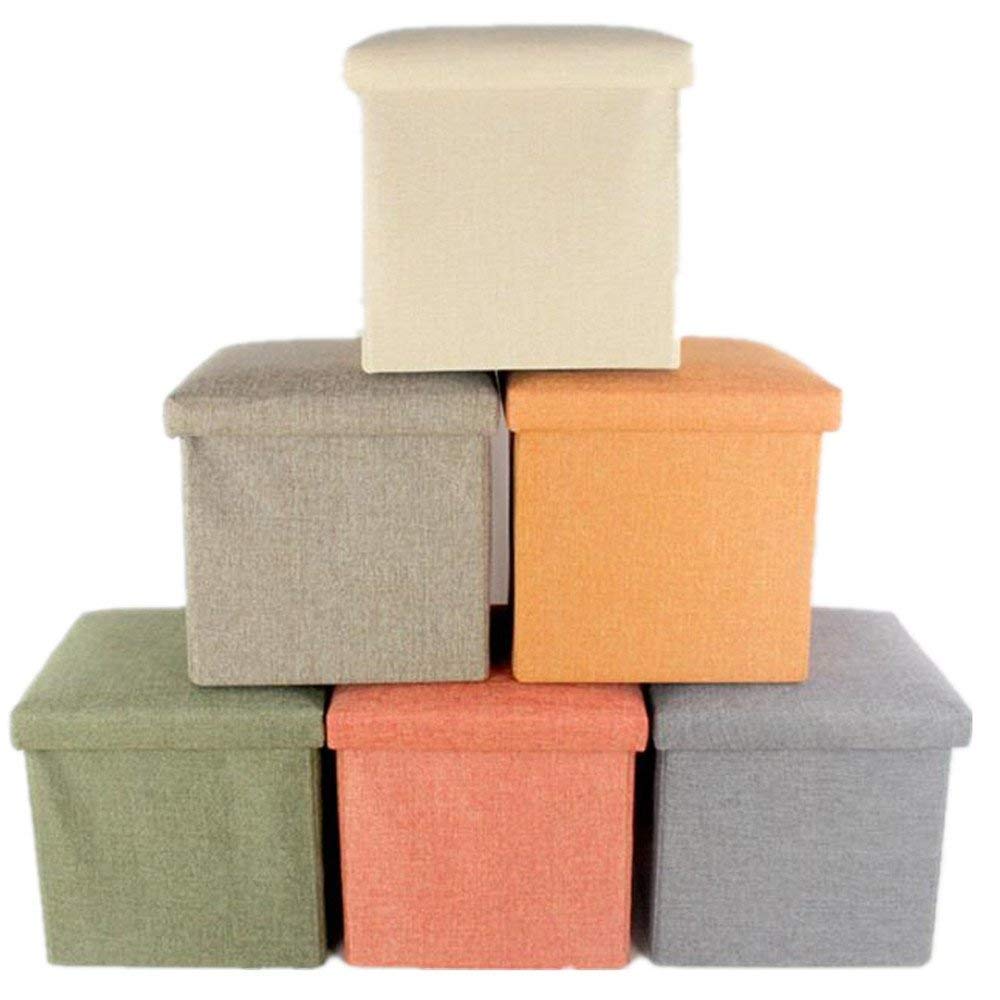 Cube Shape Sitting Stool with Storage Box Living Foldable Storage Bins