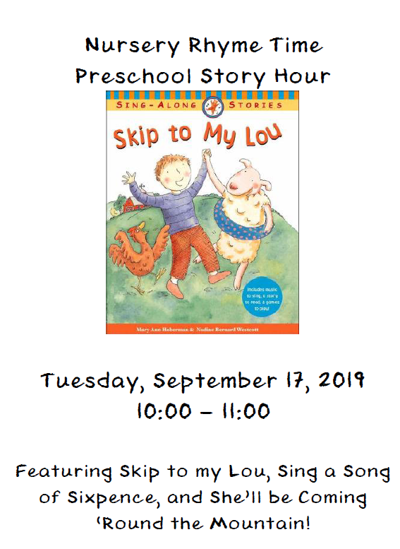 Sturgis Public Library Preschool Story Hour "S Rhyme Time" (Tuesday