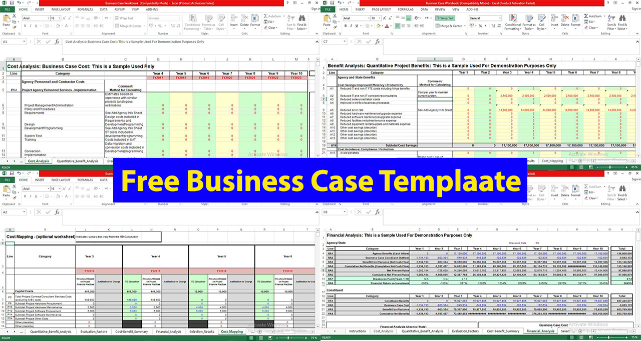 business case template xls