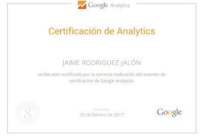 Certificado Google Analytic Jaime Rodriguez-Jalón