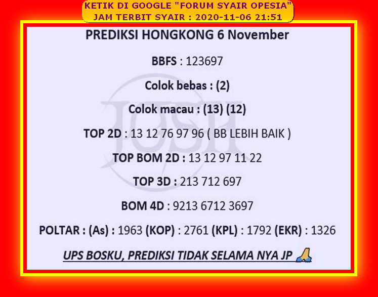Kode Syair Hongkong 6 November 2020 Forum Syair Togel Hongkong Singapura Sydney