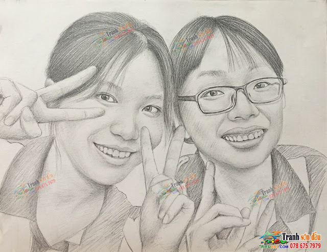 Vẽ tranh chì than quà tặng bạn bè