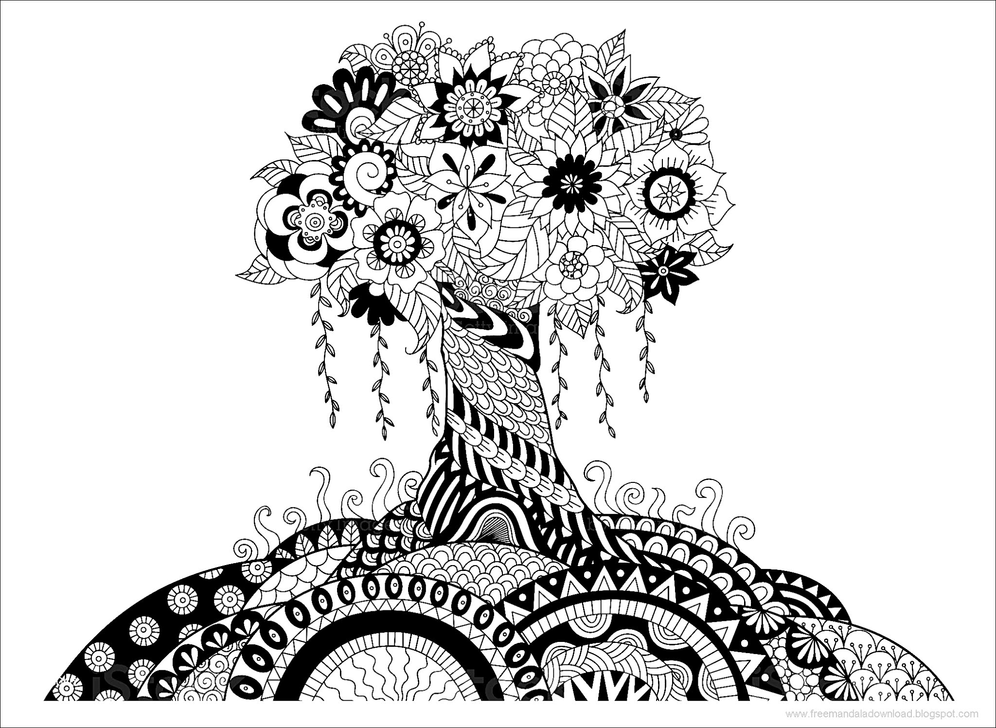 Baum Mandala Färbung ~ Free Mandala