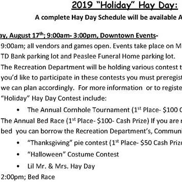Save the Date! #FarmingtonNH Hay Day 2019 Saturday, August 17th
