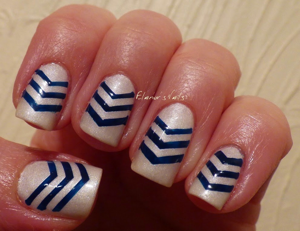 Elanor's Nails: Blue and White Chevrons