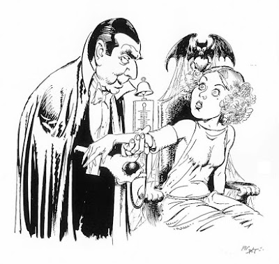 Caricature of Bela Lugosi and Helen Chandler, by Mort Drucker