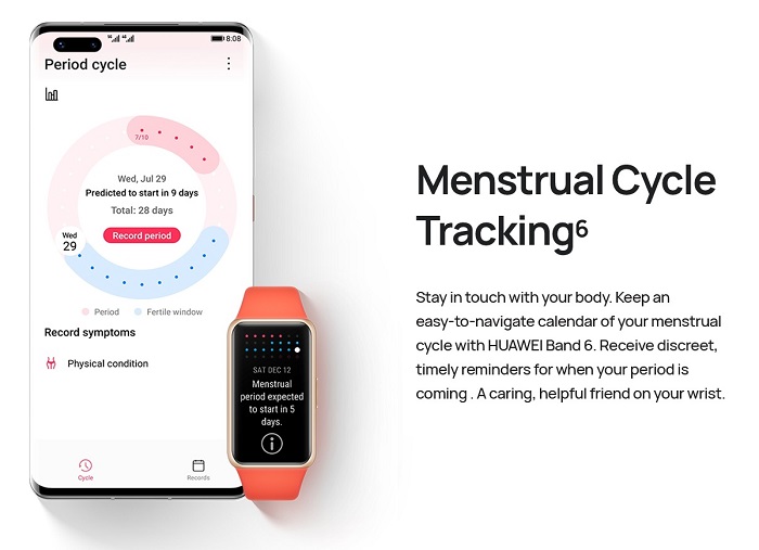 Huawei Band 6 Track Period Menstrual