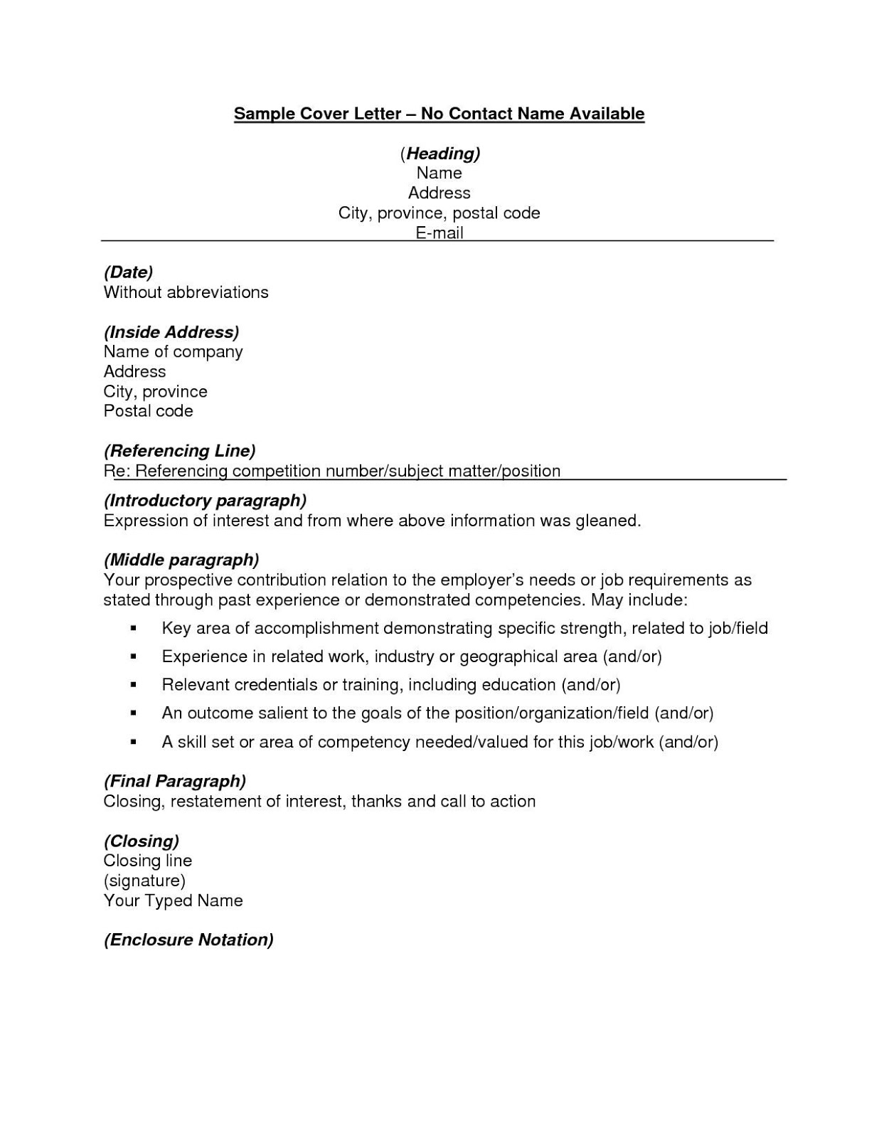 sample cover letter without company address