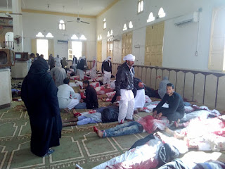 انباء عن تفجير الارهابيين لمسجد قرية الروضه بشمال سيناء