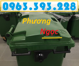 Xe gom rác nhựa 4 bánh, xe gom rác 660L, xe đẩy rác công cộng, thùng rác 4 bánh  TR660Lb
