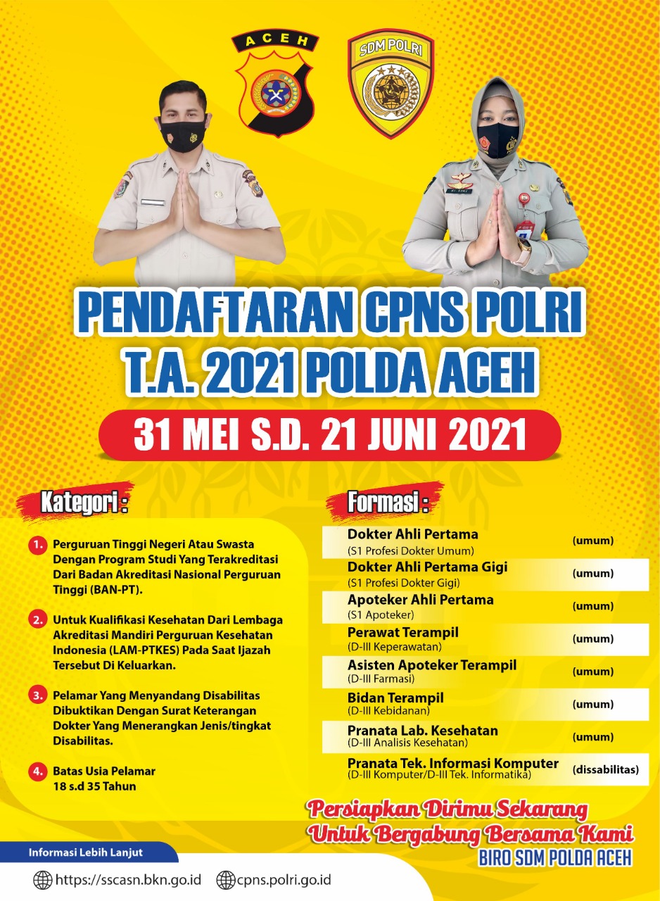 Polda Aceh Buka Pendaftaran CPNS Polri - Aceh Nasional News