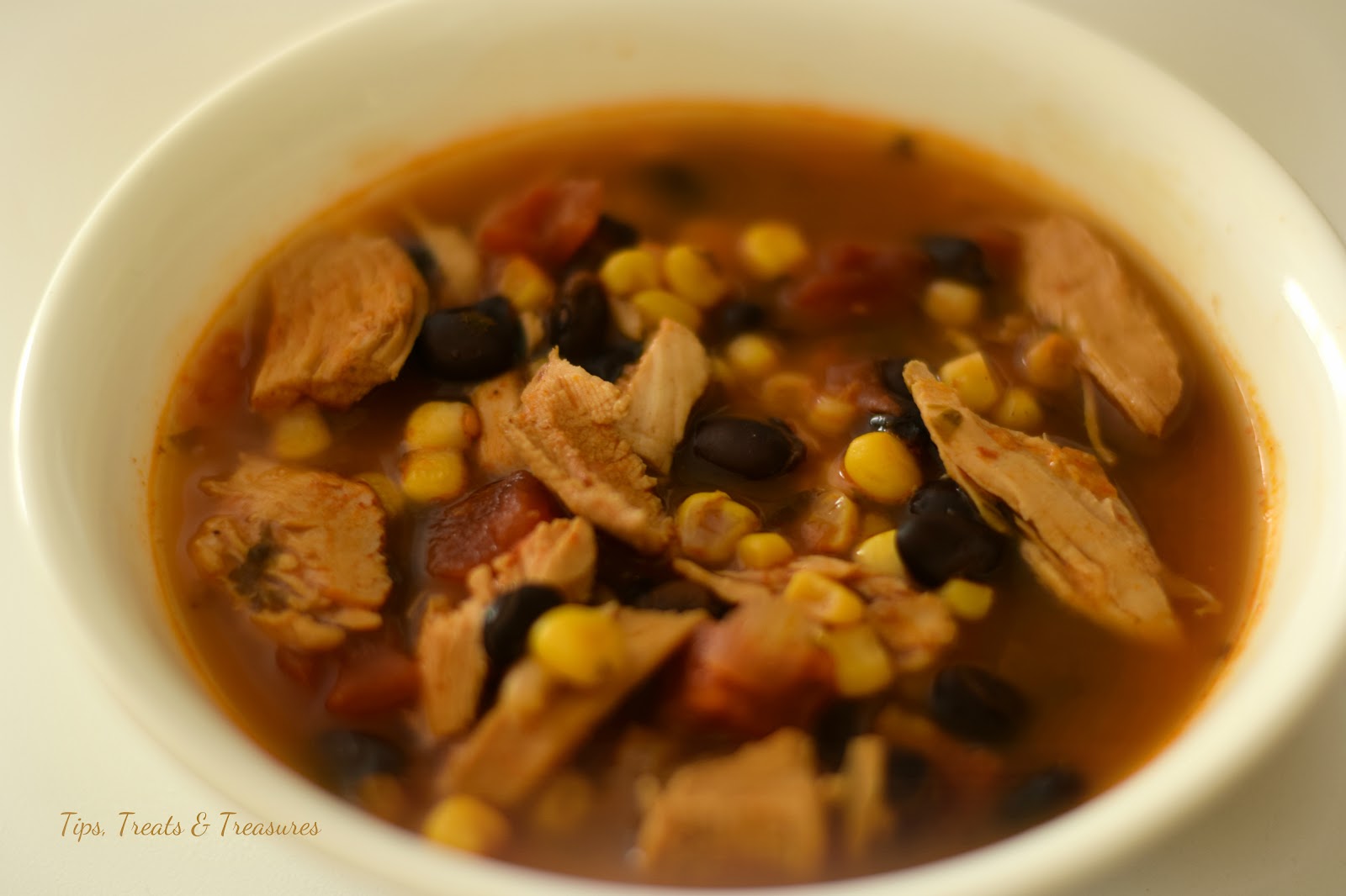 Tips, Treats & Treasures Chicken Tortilla Soup slow cooker method
