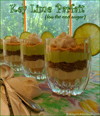 Key Lime Parfait (low fat and sugar), a refreshing summer dessert that proves you can cut the fat and sugar without losing the flavor. | Recipe developed by www.BakingInATornado.com | #recipe #dessert