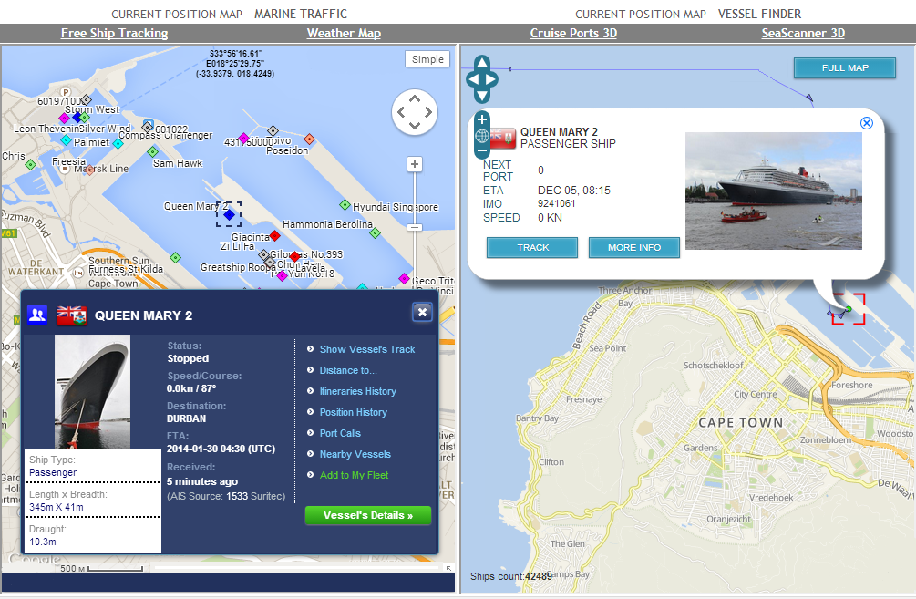 Cruise Ships Current Position - Two Maps Template Banner