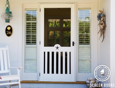 Wood Screen Door with Coastal & Nautical Cutouts