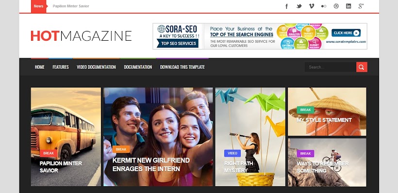 Hot Magazine Free Blogger Template