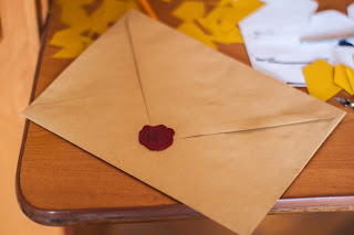 Wax sealed letter lying on table