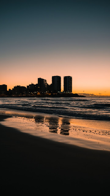 HD Wallpaper Sunset Beach, City, Sand, Sea, Waves