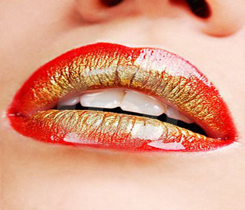 Red Orange Golden Lip Art Makeup