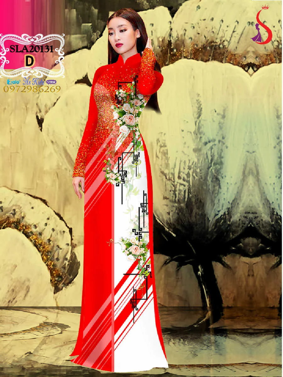 Vẻ đẹp bất tận của áo dài hoa hồng truyền thống Việt Nam LS129146