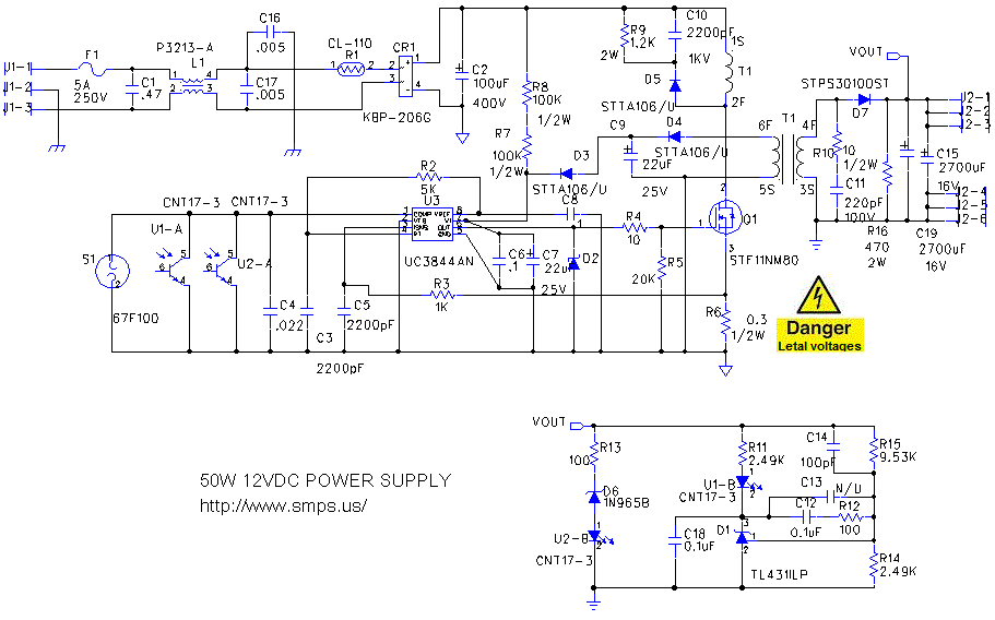 Build 12V 50W Switching Regulator Circuit Diagram | Electronic Circuit