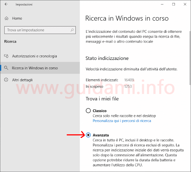 Finestra Impostazioni Windows 10