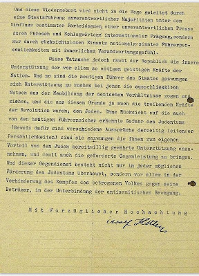 La carta de Hitler que cambió la historia