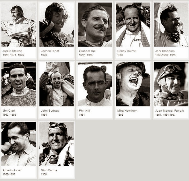 Pilotos f1-Campeones-1950-1973