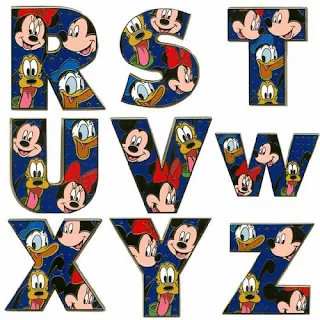Alfabeto de Mickey, Minnie, Donald y Pluto RST.