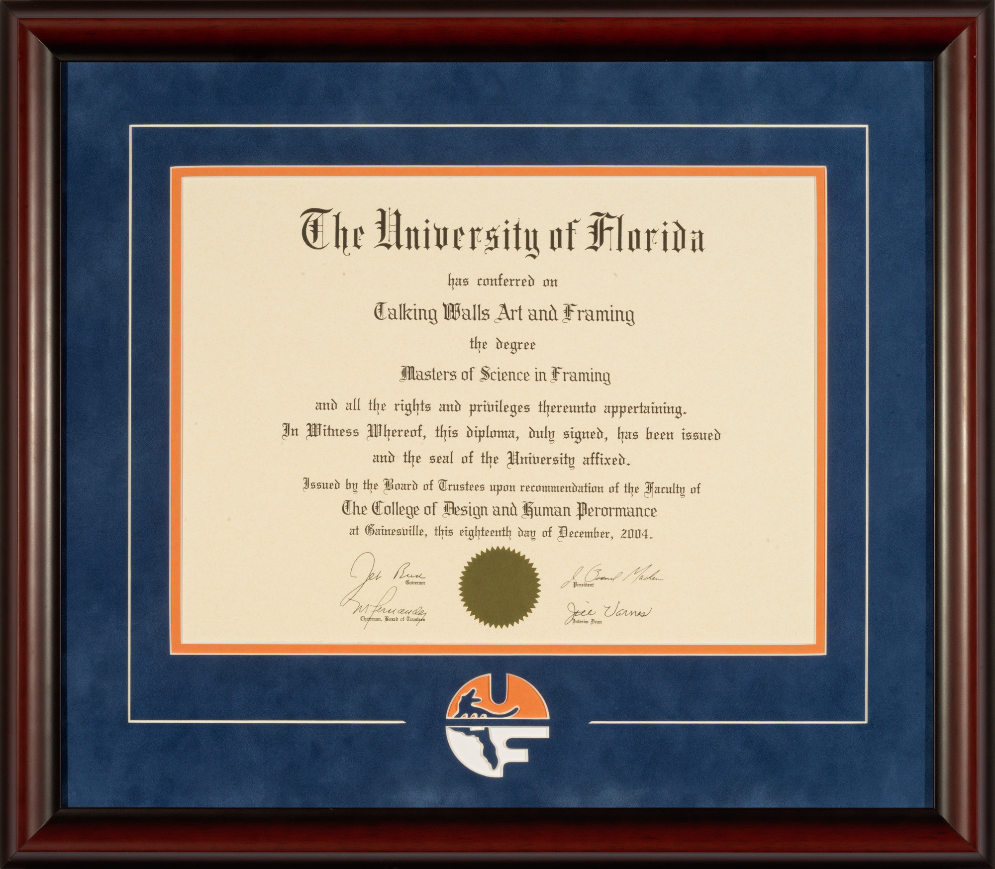 University Of Florida Diploma Frame Table Frame
