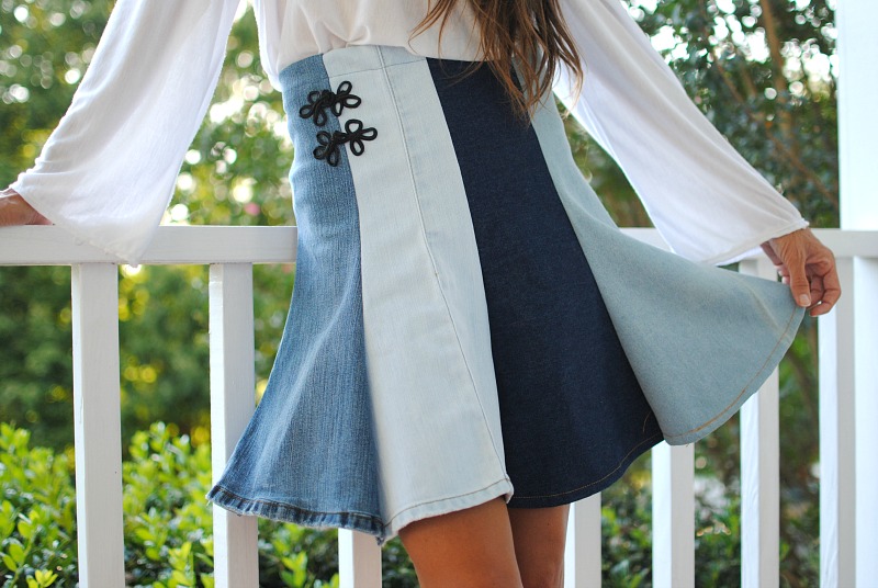 DIY Upcycled Denim Skirt
