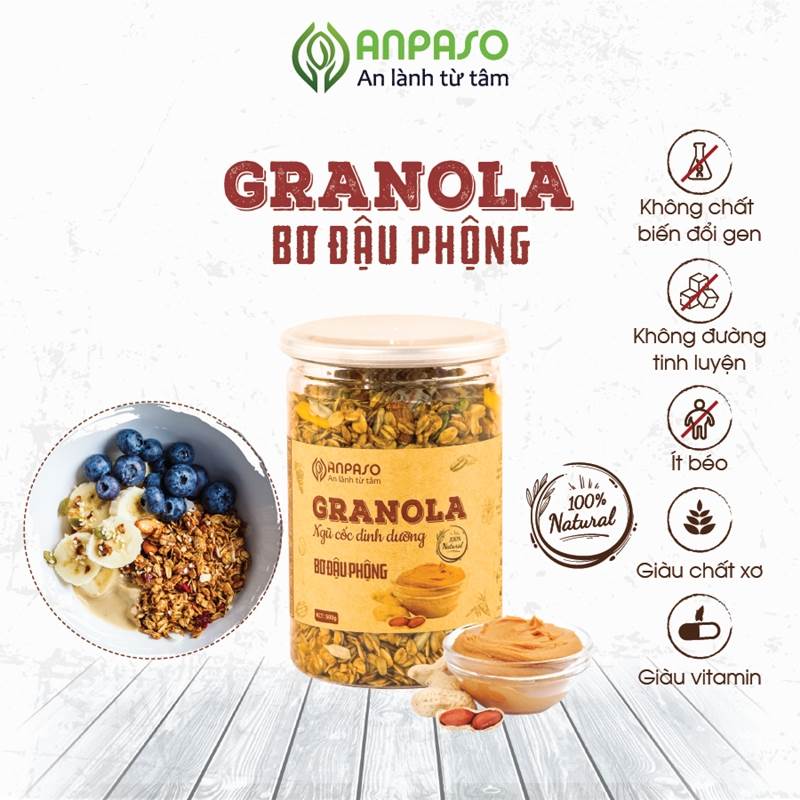 Anpaso Granola thường vị bơ đậu phộng 300g