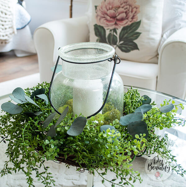 How to Make an Easy Tabletop Wreath Centerpiece with Faux Greenery