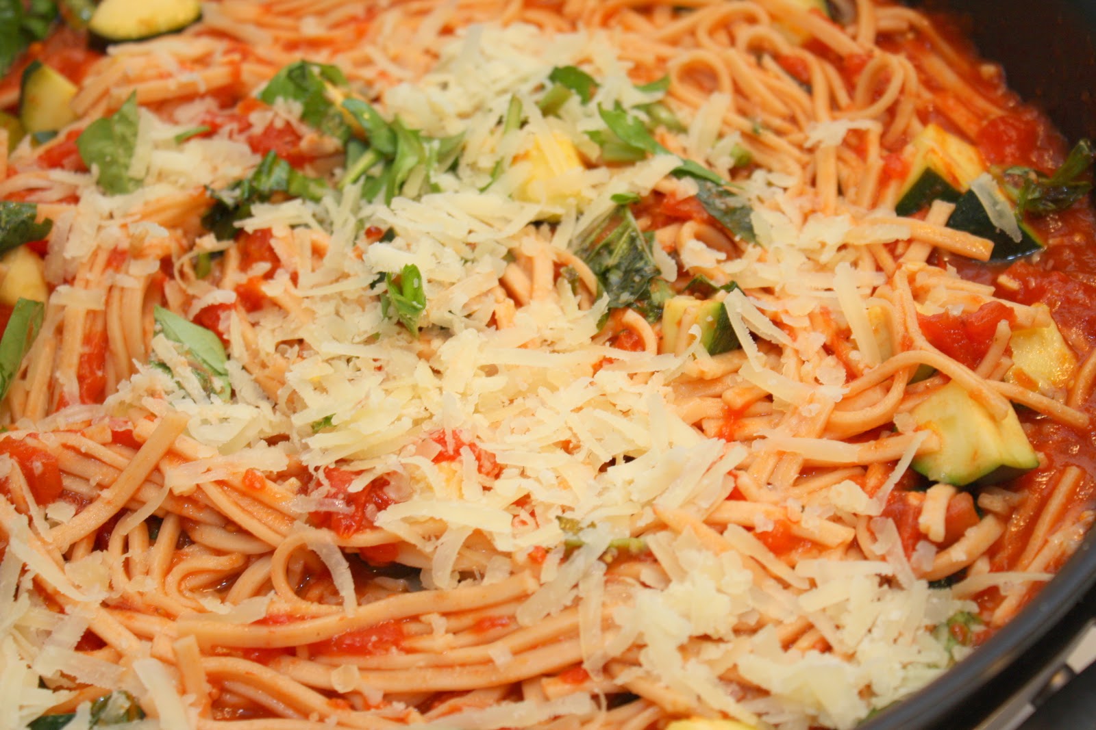 The Bitchin' Kitchin' Red Onion Pasta with Spicy ZucchiniTomato Sauce
