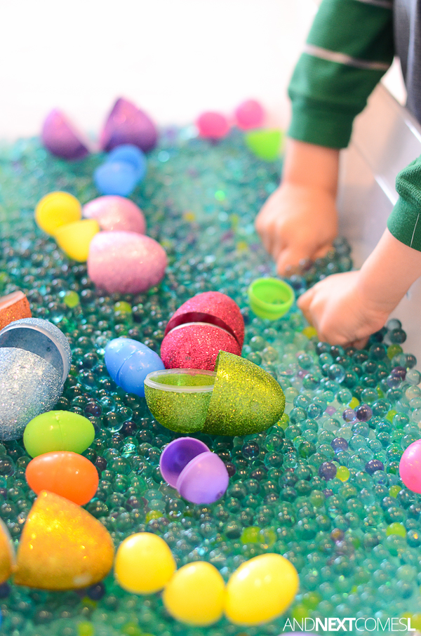 Easter Sensory Bin with Scented Water Beads And Next Comes L Hyperlexia Resources
