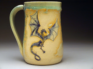 Hand Crafted Pottery Dragon Stein