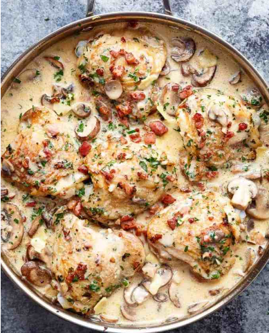 Creamy Garlic Parmesan Mushroom Chicken & Bacon - MY RECIPES
