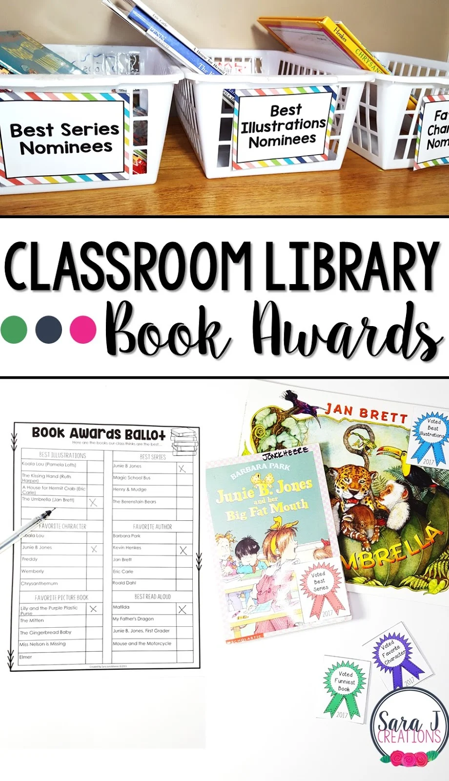Great activity for March is Reading Month!  Classroom library book awards.