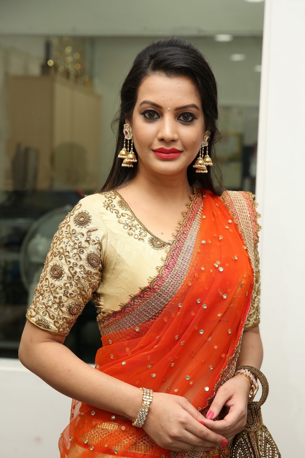 Beauty Galore Hd Diksha Panth Hot Stills In Half Saree At Big Bazaar New Fashion Showroom Launch