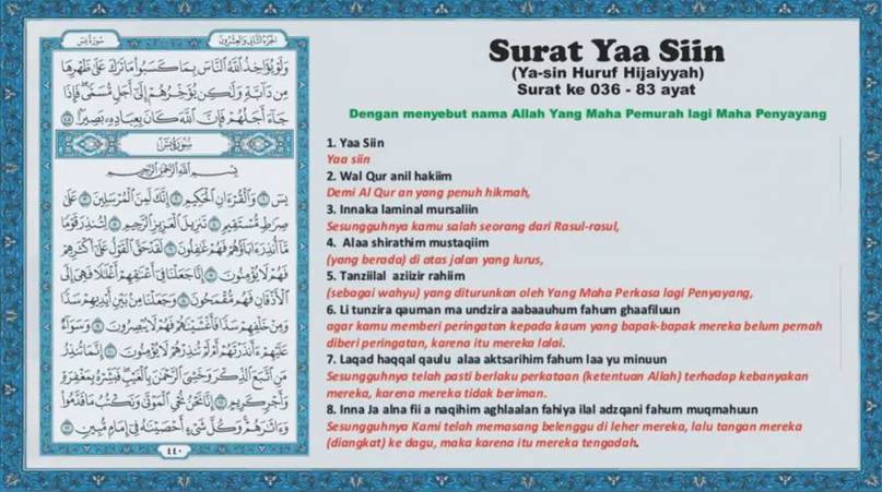 MAKNA DAN KANDUNGAN DARI SURAT YASIN  alquran